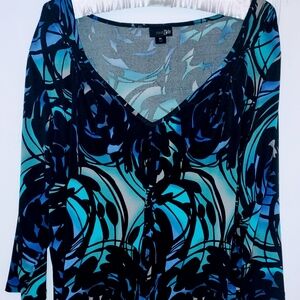 East 5th Blue, Purple, Aqua & Black Top